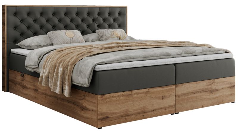 Łóżko kontynentalne MKS Meble ALBERO 3 200x200 H3 Szary ecoskóra 1szt.