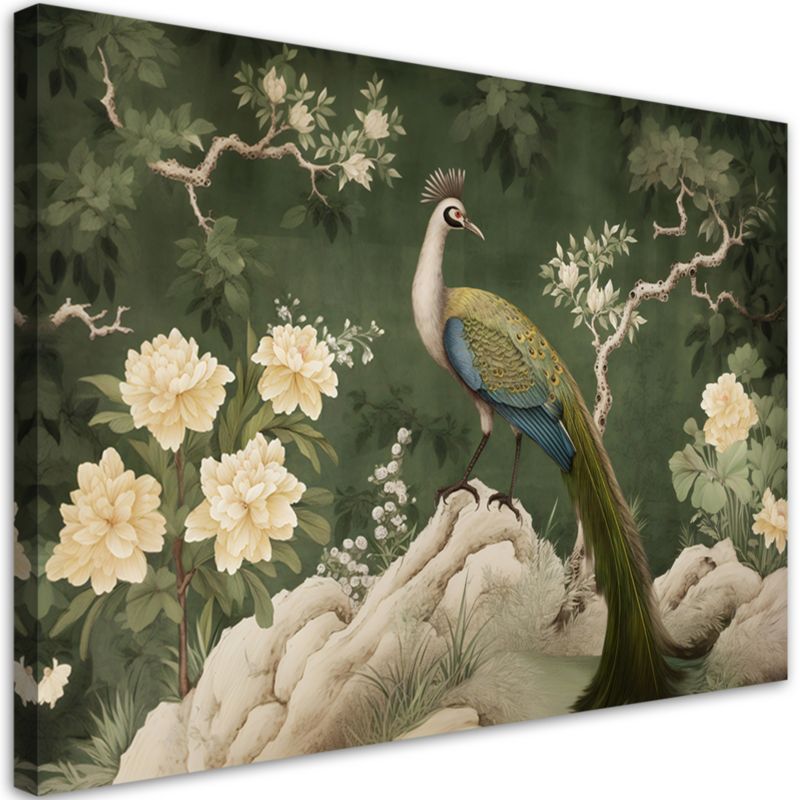 Obraz do salonu na ścianę Feeby Orientalny Paw Zielony 120x80cm 1szt
