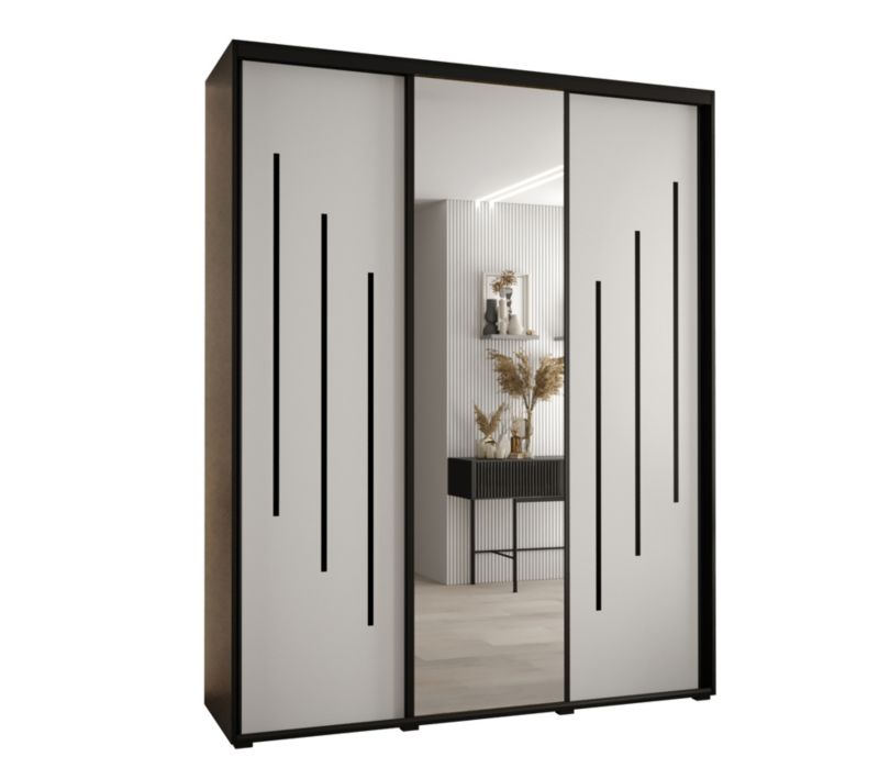 Szafa przesuwna Abiks DAVOS 9 wysoka szer.200cm gł.60cm czarny/biały/czarny 1szt.
