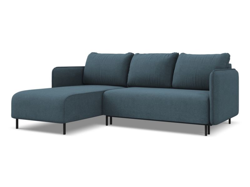 Narożnik lewostronny z funkcją spania Makamii Luana z tkaniny strukturalnej 236x162 cm jeans 1 szt.