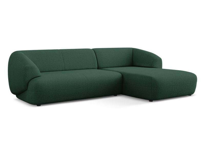 Narożnik prawostronny Makamii Moana z tkaniną boucle 280x156 cm butelkowa zieleń 1 szt.