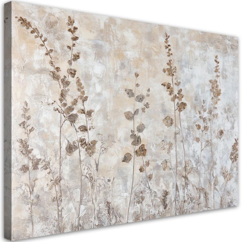 Obraz do salonu sypialni Feeby Rośliny Trawy Brązowy Beżowy 60x40 cm 1szt
