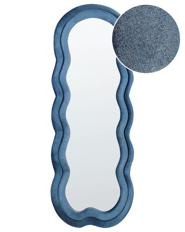 Lustro ścienne Lacs 57 cm 160 cm Welur Niebieski 1 szt.