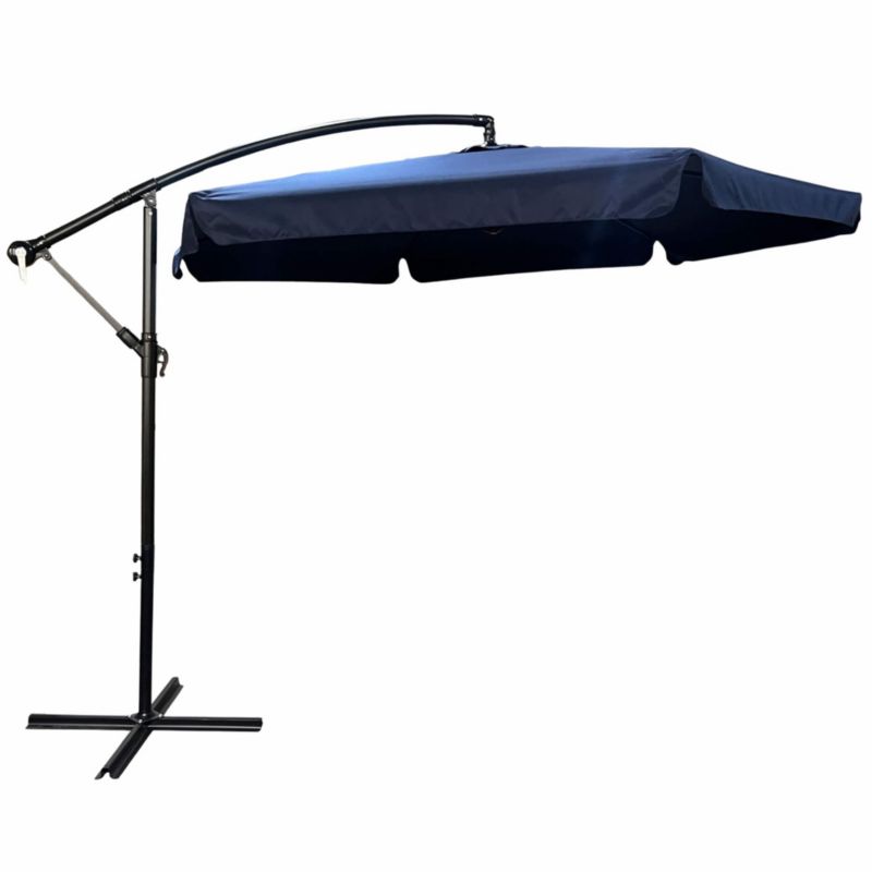 Wodoodporny parasol ogrodowy i tarasowy CYNIA w kolorze granatowym waga 11,7 kg wymiary 300x300x245 cm 1 szt.