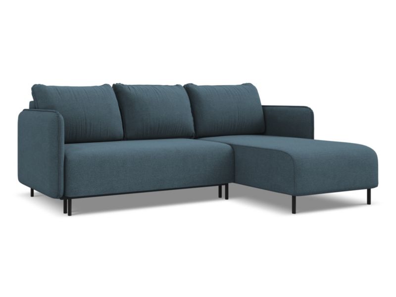 Narożnik prawostronny z funkcją spania Makamii Luana z tkaniny strukturalnej 236x162 cm jeans 1 szt.