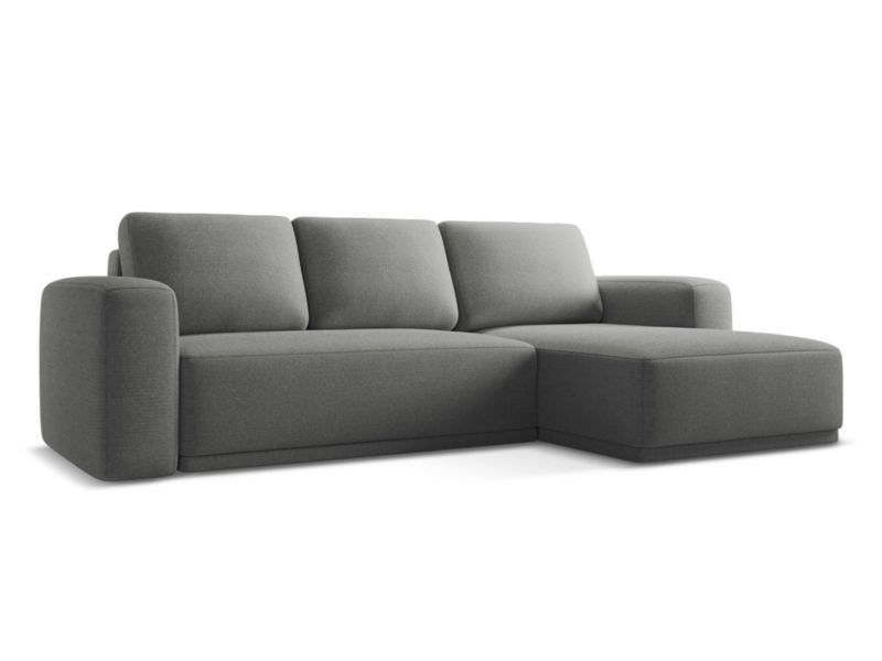 Narożnik prawostronny z funkcją spania Makamii Kaila z tkaniny szenilowej 258x160 cm słoniowy 1 szt.