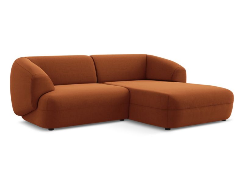 Narożnik prawostronny Makamii Moana z weluru 230x98 cm terakota 1 szt.