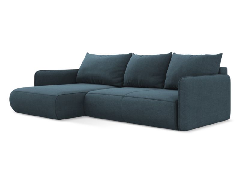 Narożnik lewostronny z funkcją spania Makamii Nanea z tkaniny strukturalnej 240x148 cm jeans 1 szt.