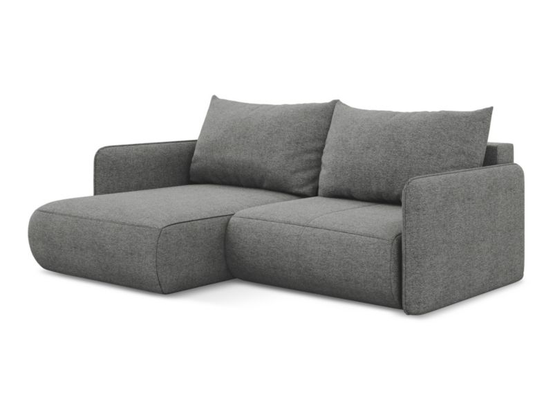 Narożnik lewostronny z funkcją spania Makamii Nanea z tkaniny szenilowej 207x148 cm słoniowy 1 szt.