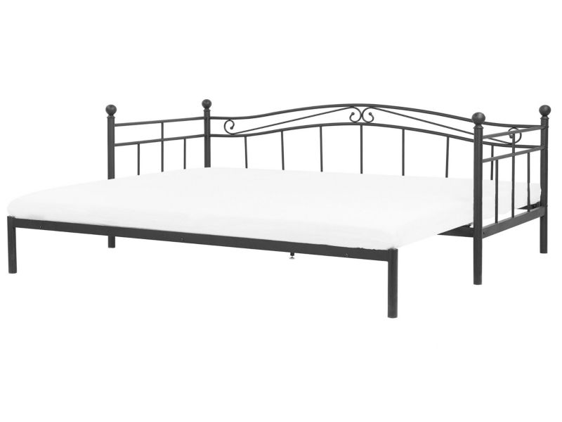 Łóżko wysuwane metalowe 80 x 200 cm czarne Tulle 1 szt.