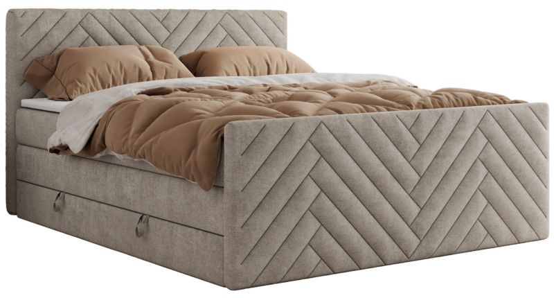 Łóżko kontynentalne MKS Meble PARIS KING DUO 140x200 H3 Beżowy struktura 1szt.