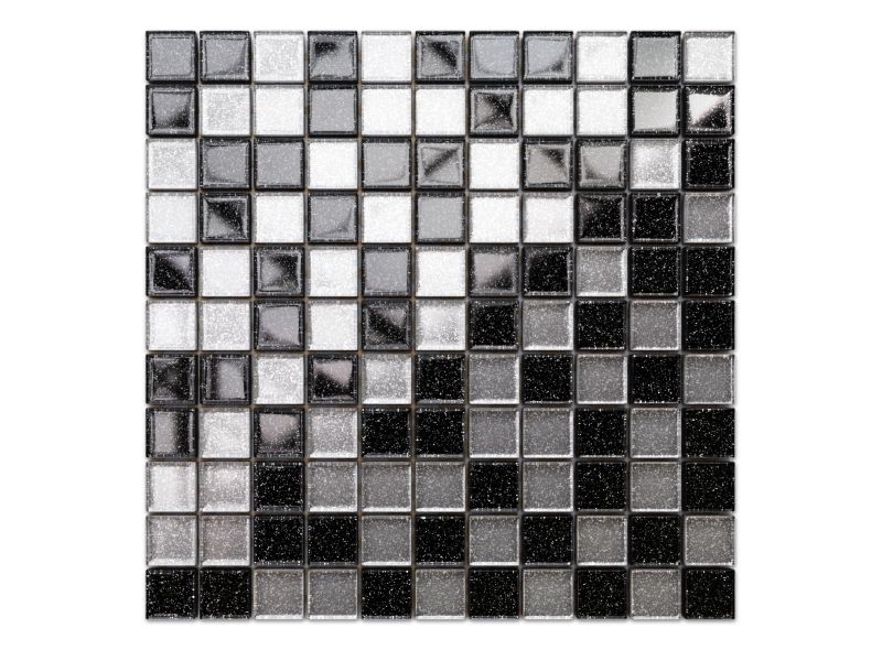 Mozaika szklana Ilcom spotlight nero silver brokat 30x30cm 1 szt.