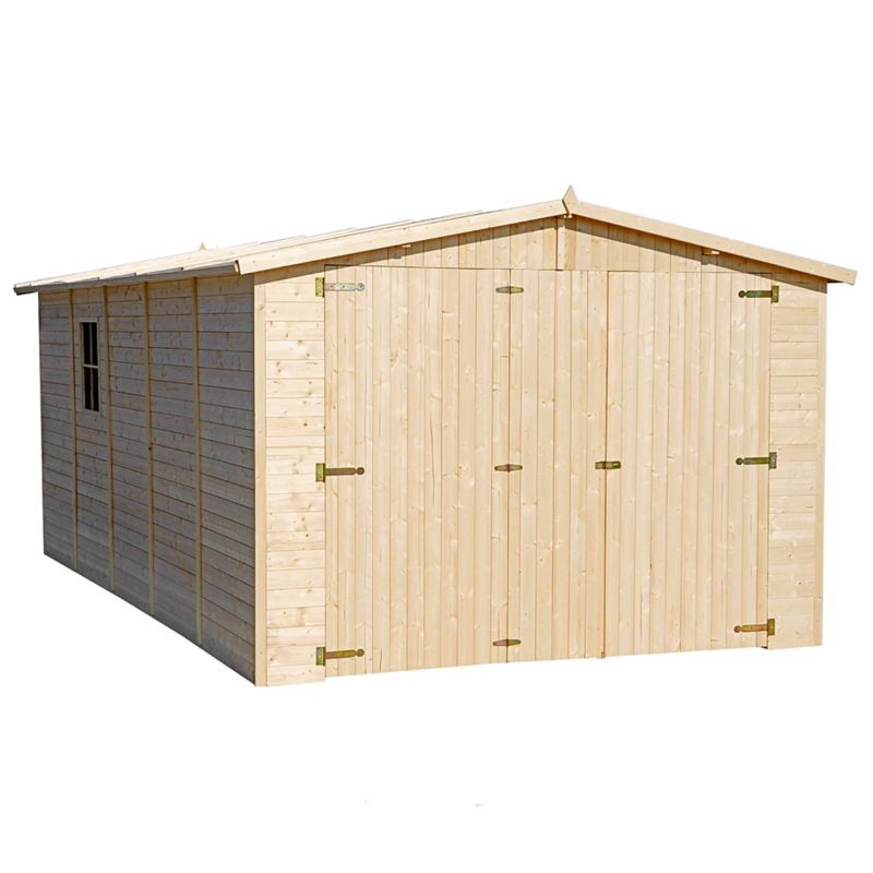 Drewniany garaż ogrodowy Timbela 15 m² M101 drewno naturalne, grubość deski 17 mm, 1 szt.