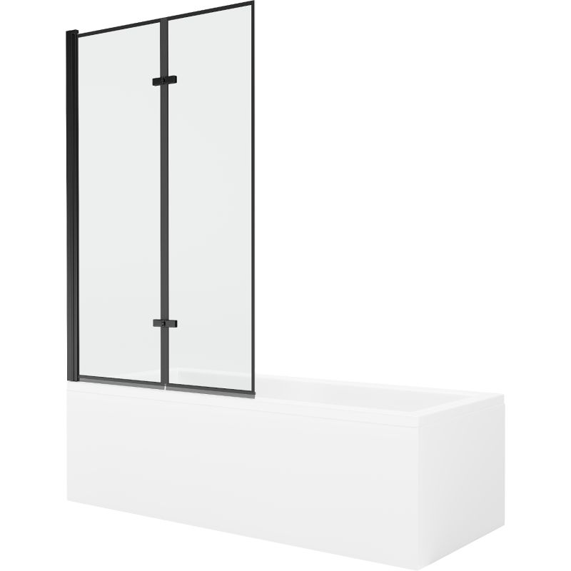 Wanna prostokątna Mexen Cubik 160 x 70 cm z obudową i parawanem 2-skrzydłowym 100 cm czarny wzór 550316070X9210027070 1 szt.