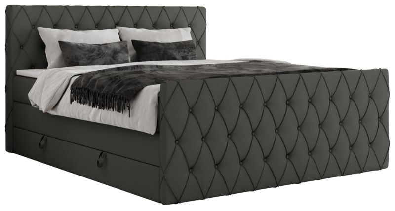 Łóżko kontynentalne MKS Meble MIREN KING DUO 140x200 H3 Szary ecoskóra 1szt.