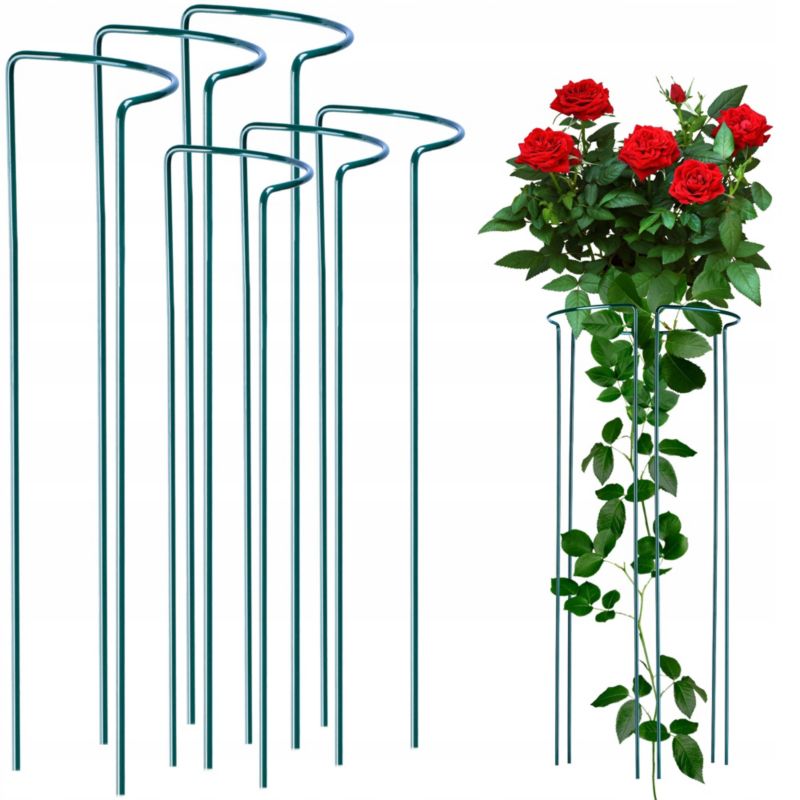 Podpora Do Roślin KADAX Kwiatów Obejma metalowa Duża Zielona 3x90 + 3x115cm 3 szt.