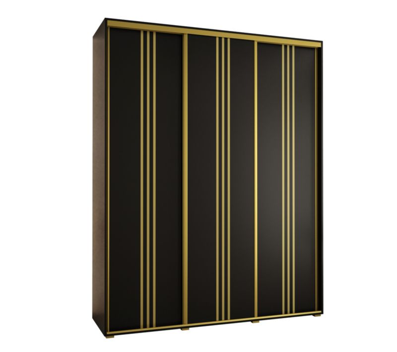 Szafa przesuwna Abiks DAVOS 6 wysoka szer.200cm gł.45cm czarny/czarny/złoty 1szt.