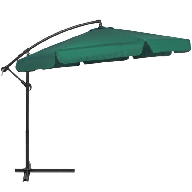 Parasol tarasowy Springos z regulacją kąta nachylenia 350 cm na wysięgniku do ogrodu, na balkon, zielony 1 szt.