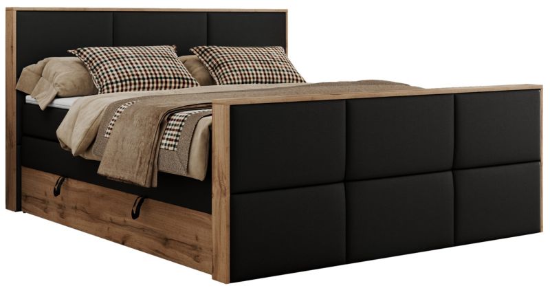 Łóżko kontynentalne MKS Meble ALBERO 2 KING DUO 140x200 H4 Czarny ecoskóra 1szt.