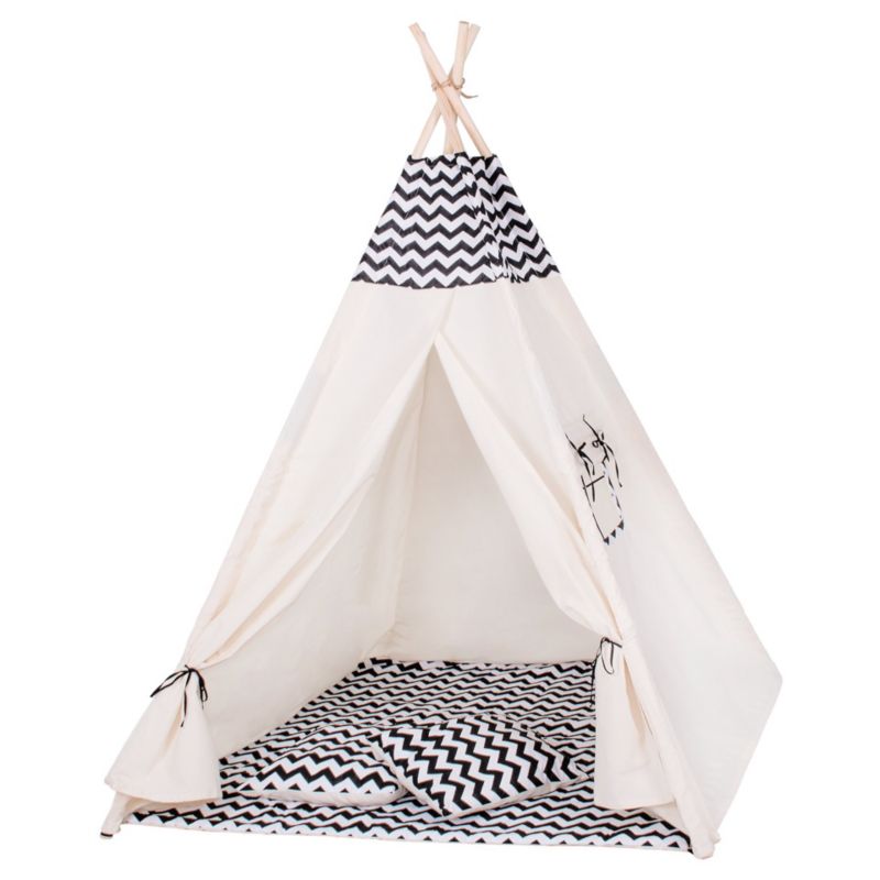 Namiot Tipi dla dzieci Springos czarny w zygzaki XXL 1 szt.