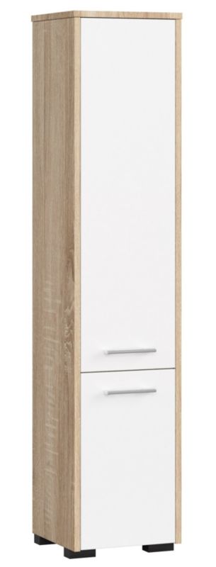 Słupek łazienkowy Akord Fin Dąb Sonoma 30 cm 2 drzwi kolor Biały mat 5 półek 30x30x140 cm 1 szt.