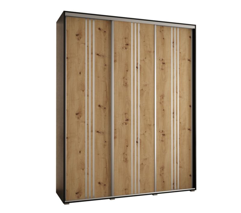 Szafa przesuwna Abiks DAVOS 6 wysoka szer.200cm gł.60cm czarny/artisan/srebrny 1szt.