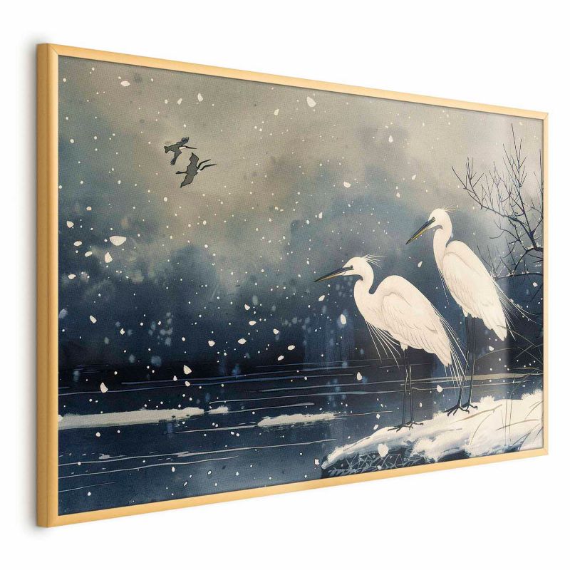 Plakat Artgeist Czaple nad stawem 30x21 cm z ramą złotą 1 szt