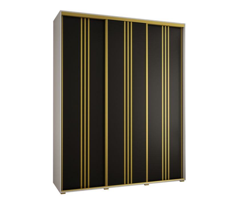 Szafa przesuwna Abiks DAVOS 6 wysoka szer.200cm gł.60cm biały/czarny/złoty 1szt.