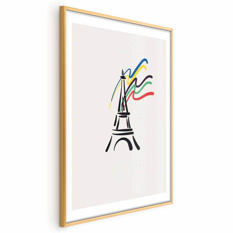 Plakat Artgeist Wieża Eiffla i kolory 21x30 cm z ramą złotą 1 szt