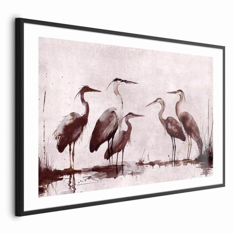 Plakat Artgeist Malowane czaple 90x60 cm z ramą czarną 1 szt