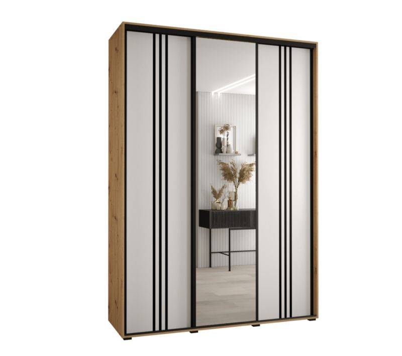Szafa przesuwna Abiks DAVOS 7 wysoka szer.180cm gł.60cm artisan/biały/czarny 1szt.