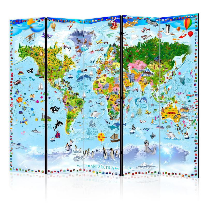 Parawan akustyczny Artgeist Mapy 225x172 cm Mapy 1 szt