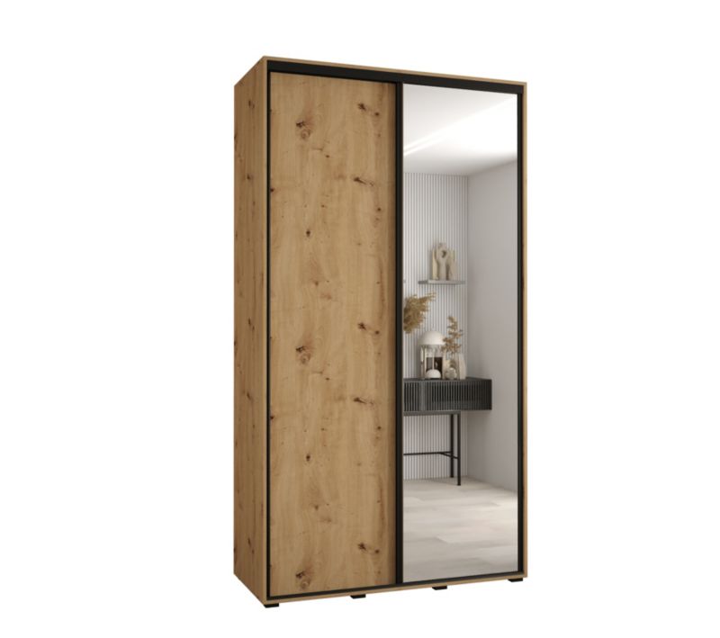 Szafa przesuwna Abiks DAVOS 3 wysoka szer.130cm gł.60cm artisan/artisan/czarny 1szt.