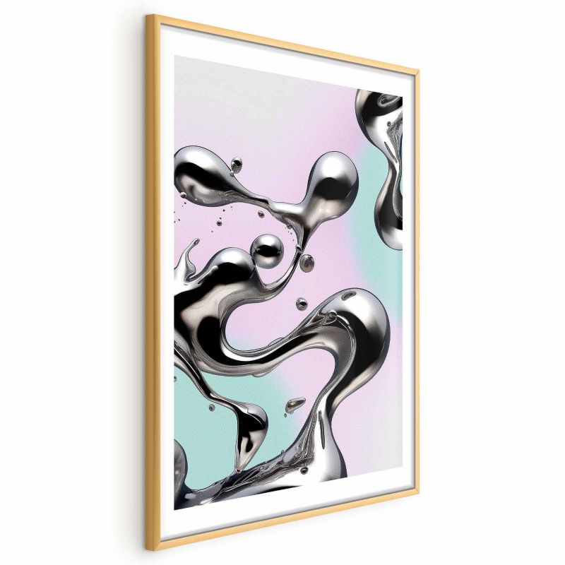 Plakat Artgeist Metaliczne Płynności 60x90 cm z ramą złotą 1 szt