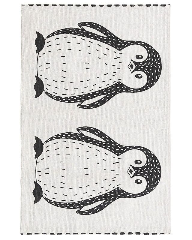 Dywan dziecięcy bawełniany motyw pingwina 60 x 90 cm czarno-biały Hajdarabad 1 szt.