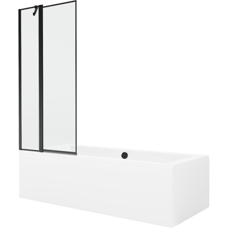 Wanna prostokątna Mexen Cube 180 x 80 cm z obudową i parawanem 1-skrzydłowym 80 cm czarny wzór 550518080X9408117070 1 szt.