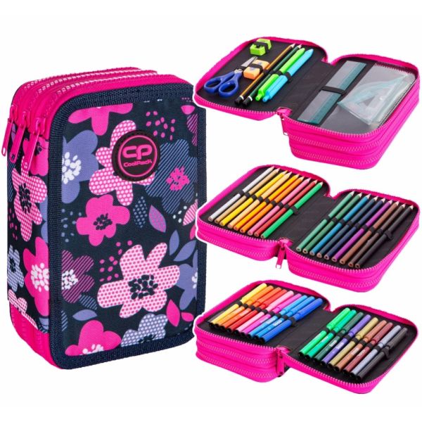 COOLPACK - JUMPER 3 - TRIPLE DECKER PENCIL CASE WITH EQUIPMENT - BLOOM