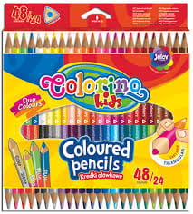 Kredki ołówkowe trójkątne 24/48, dwukolorowe, Colorino