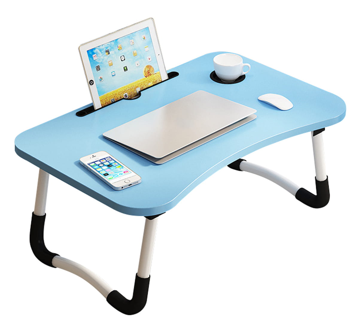 Stolik drewniany do Laptopa SL11C +kubek niebieski DREWNOPODOBNY - Henryx24