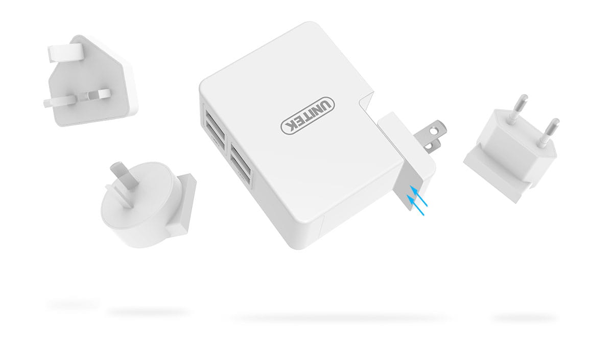 UNITEK Ładowarka 4xUSB 4,8A 24W + US+EU+UK YPW10001 - Henryx24