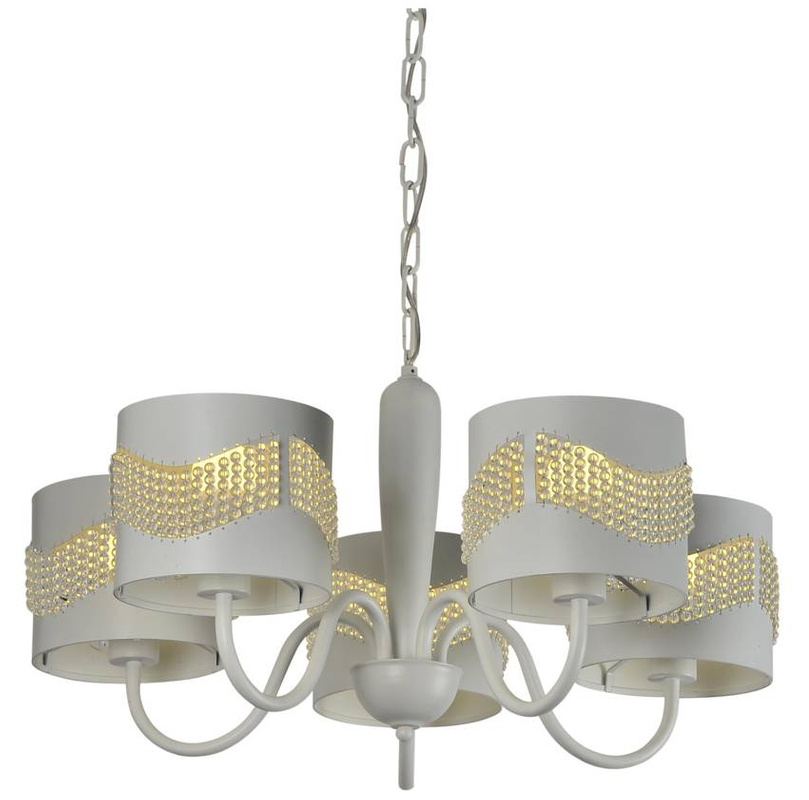 Lampa wisząca biała z koralikami żyrandol 5xE27 Antonio