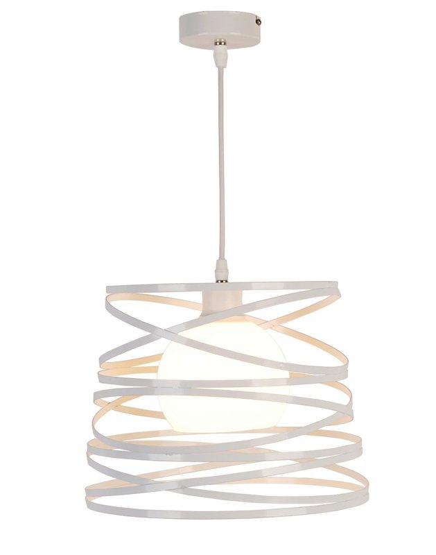 Lampa wisząca biała metal szkło Akita