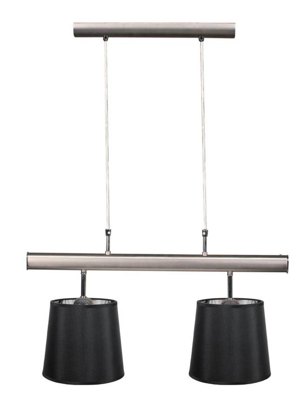 Lampa wisząca satyna podwójna czarny abażur 2x60W Milonga