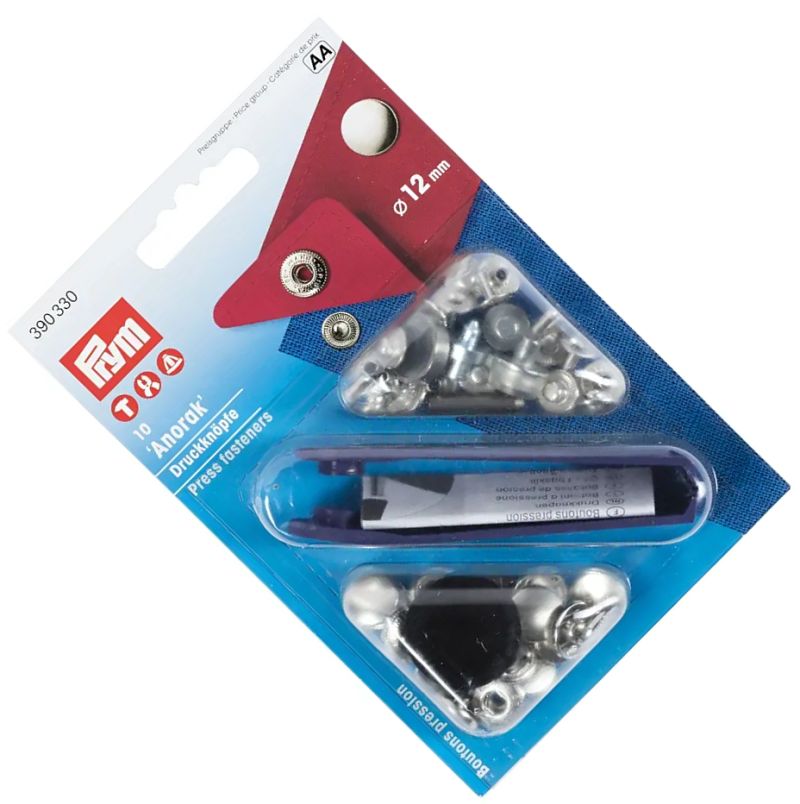 napy do kurtek, bluz srebro fi 12mm 10szt PRYM 390330 .