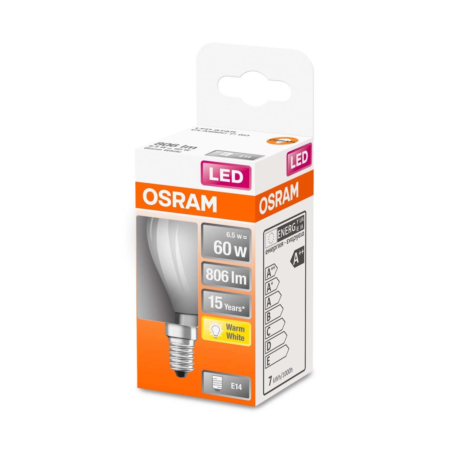 Osram Żarówka LED STAR CLASSIC P60 GL FR 6,5W E14 806 lm 2700K