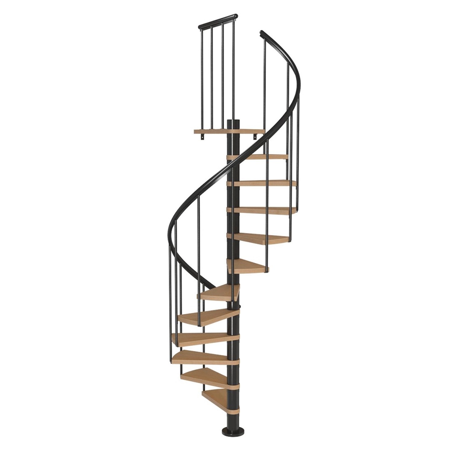 Dolle Schody spiralne Calgary 120, 11 stopni+podest, antracyt+buk, wys. 280,8 cm