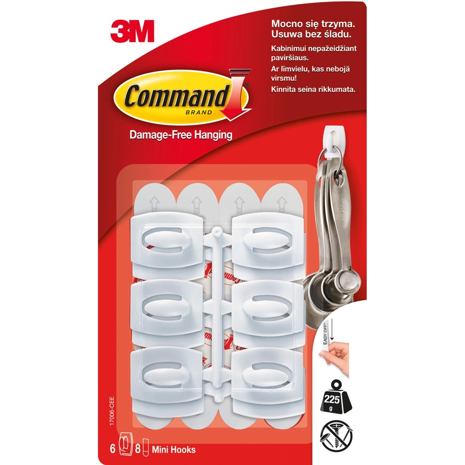 3M Command Przezroczyste haczyki z metalowym uchwytem, do 225 g 6 szt.