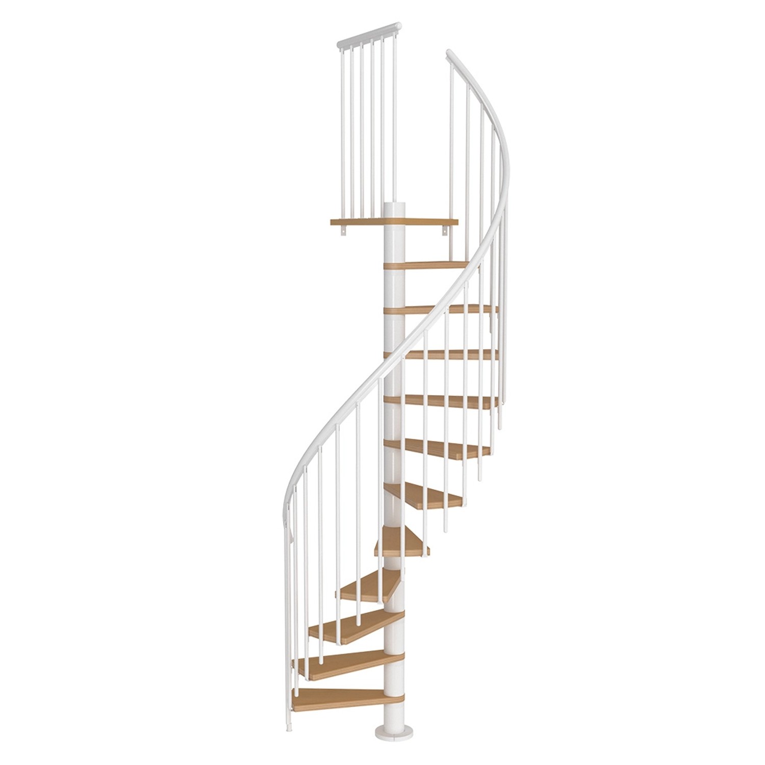 Dolle Schody spiralne Calgary 140 T, 11 stopni+podest, białe+buk, wys. 280,8 cm