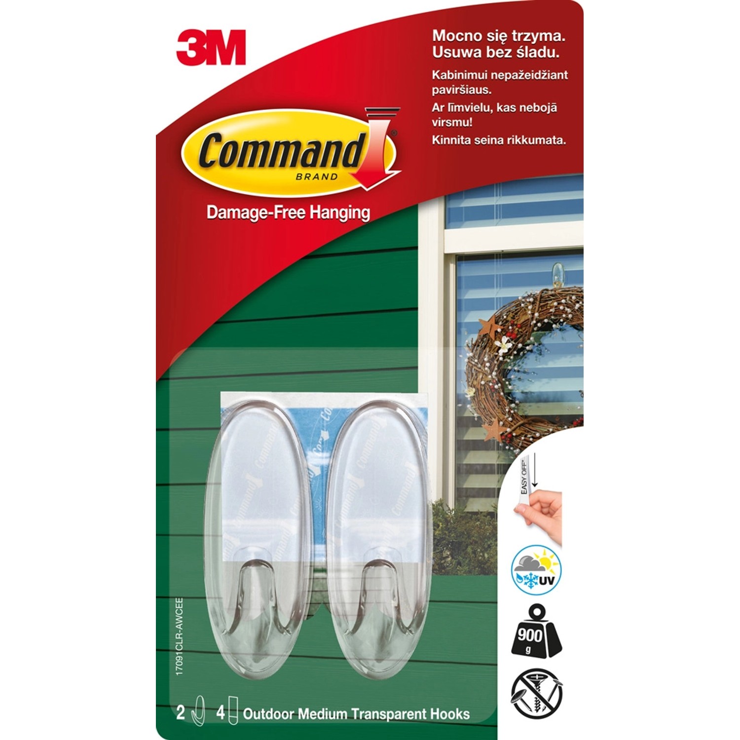 3M Haczyki przezroczyste wielokrotnego użytku Command 2 szt.
