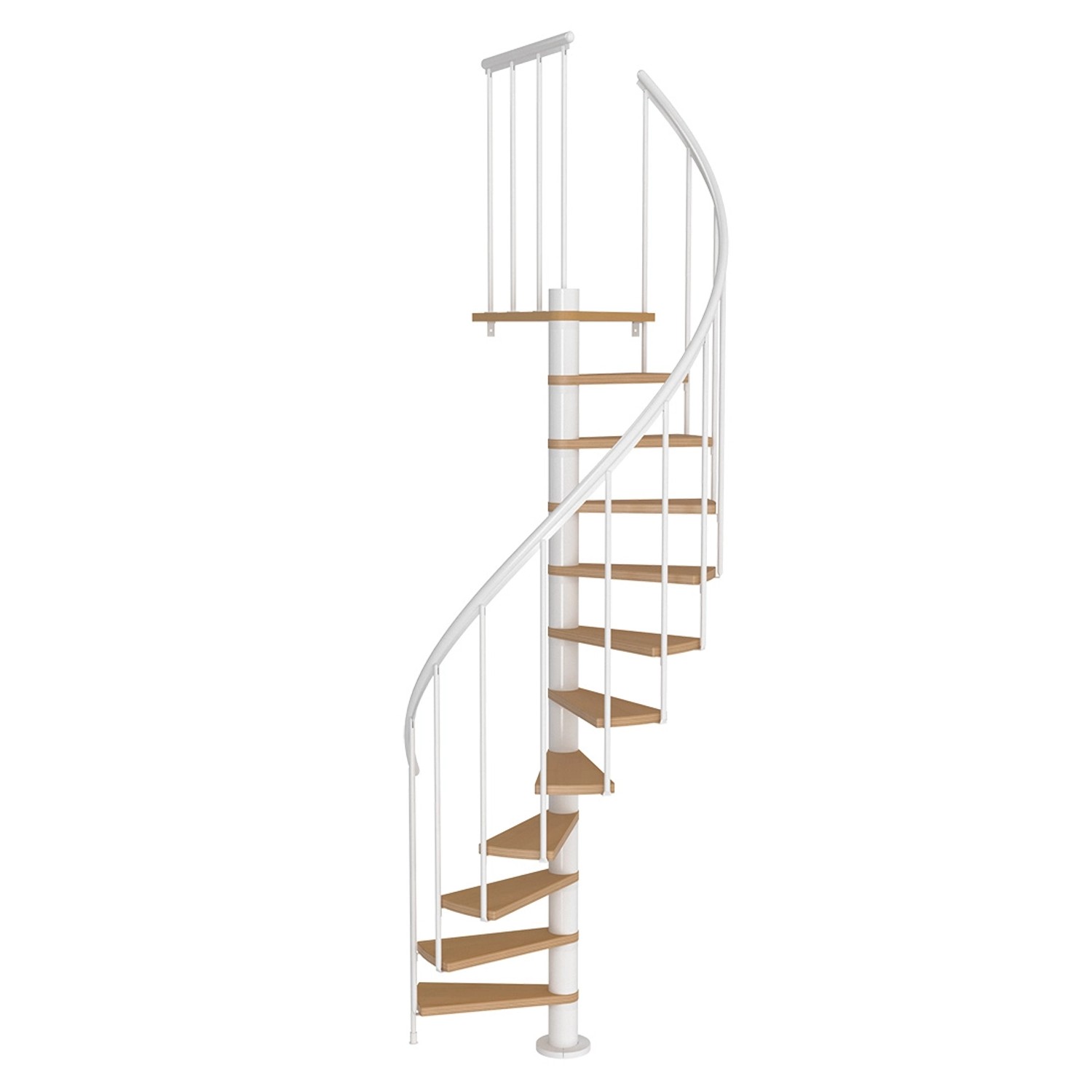 Dolle Schody spiralne Calgary 120, 11 stopni+podest, białe+buk, wys. 280,8 cm